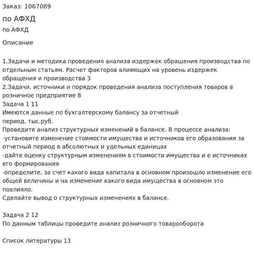 Контрольная работа по АФХД 