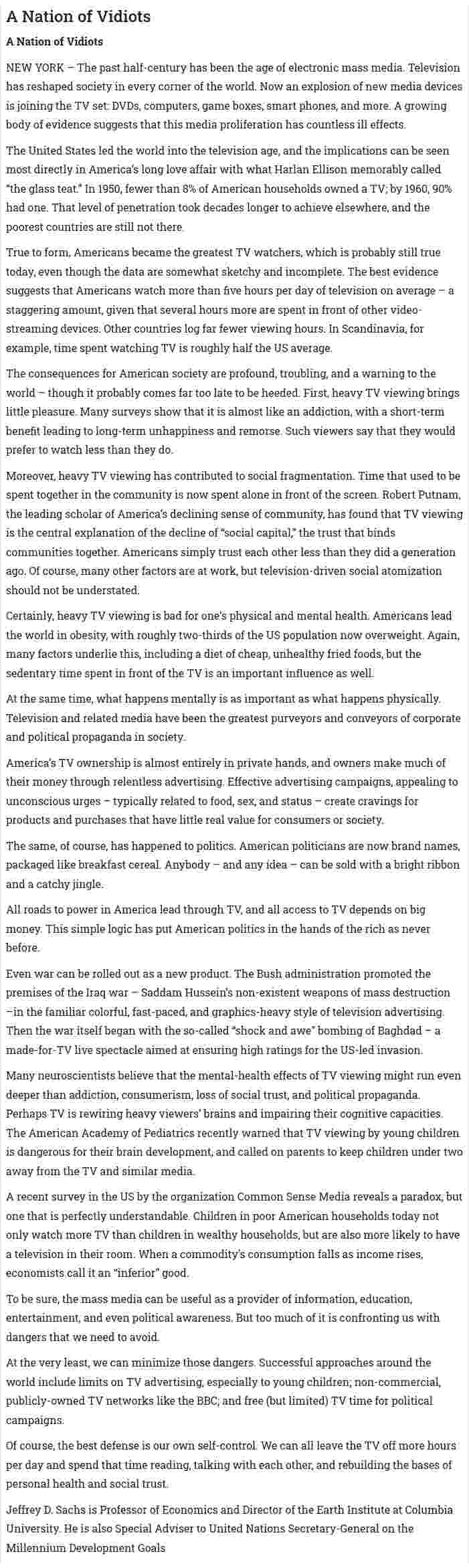 A Nation of Vidiots
