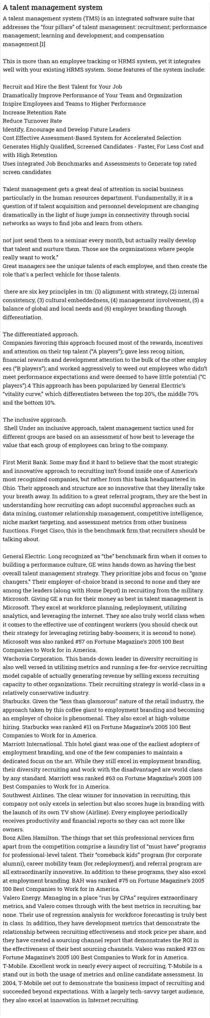 A talent management system