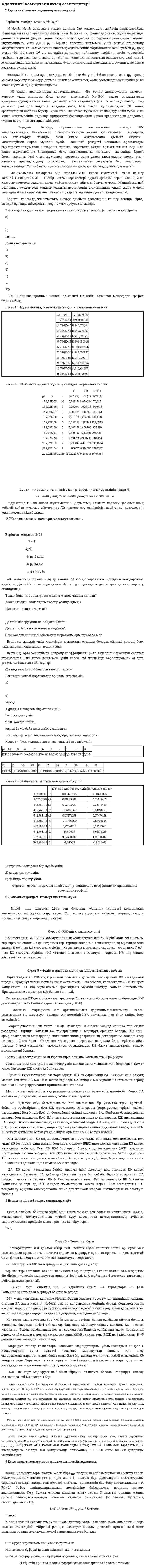 Адаптивті коммутацияның есептелулері