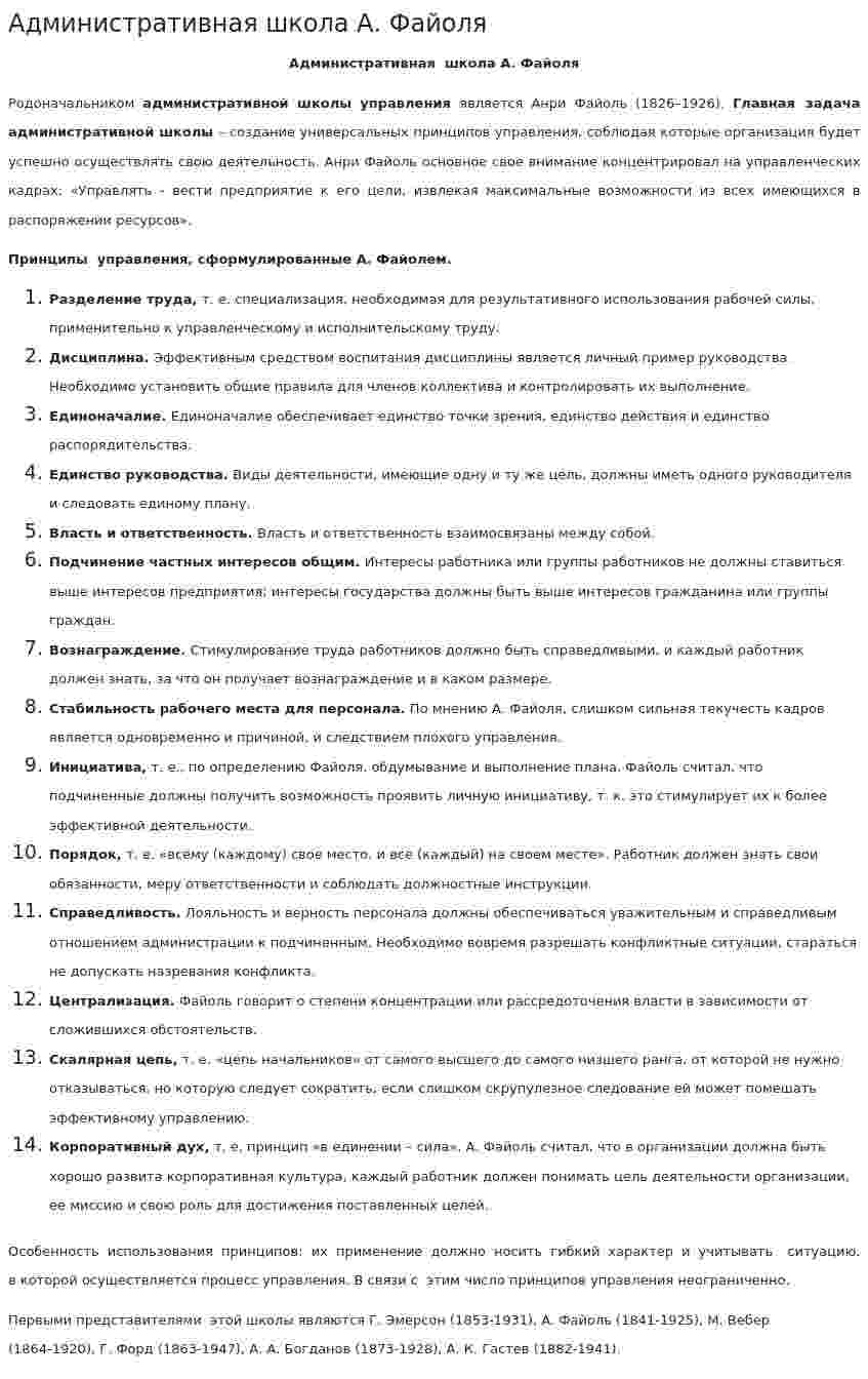 Административная школа А. Файоля. 2