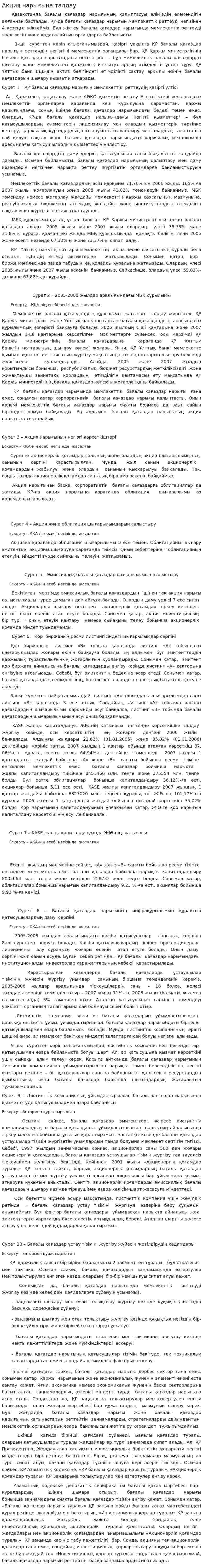 Акция нарығына талдау