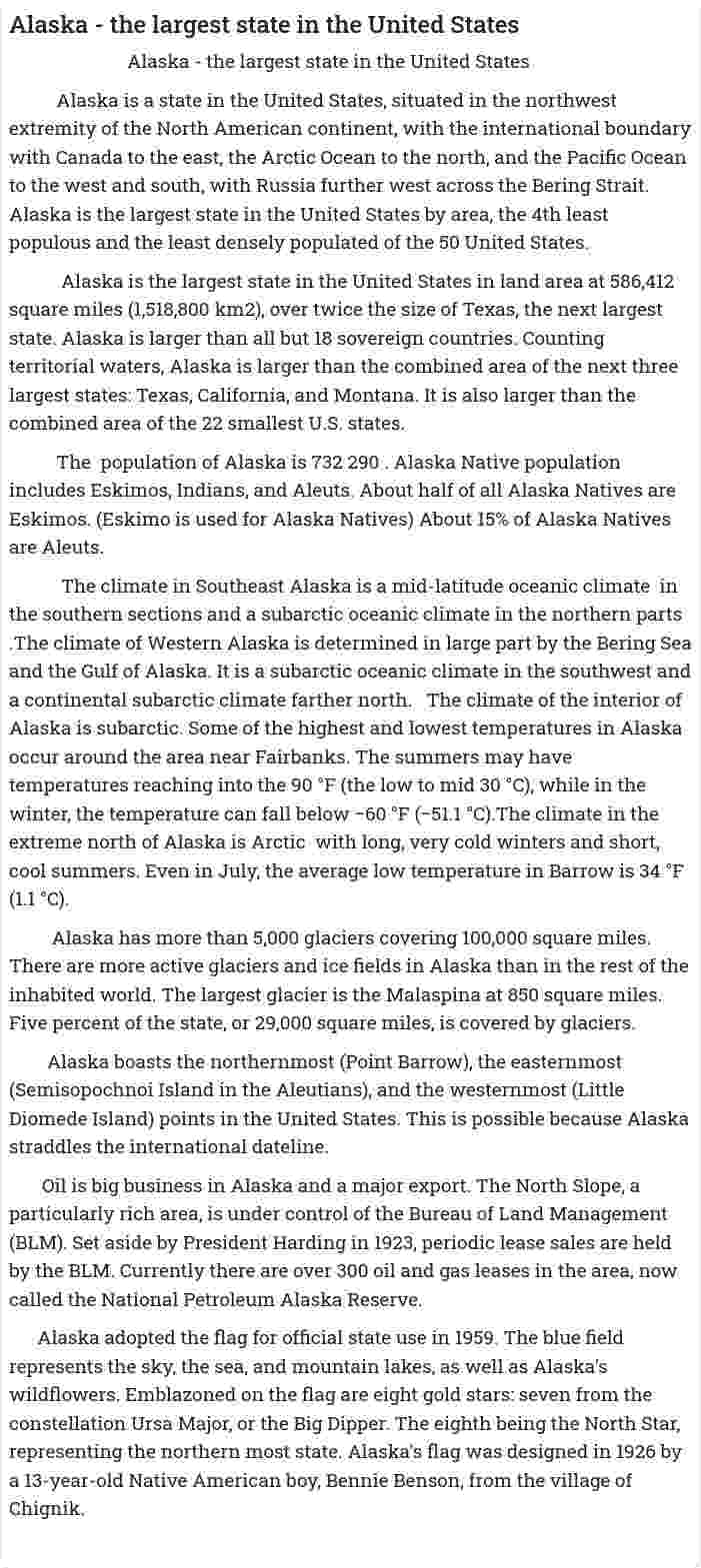 Alaska - the largest state in the United States