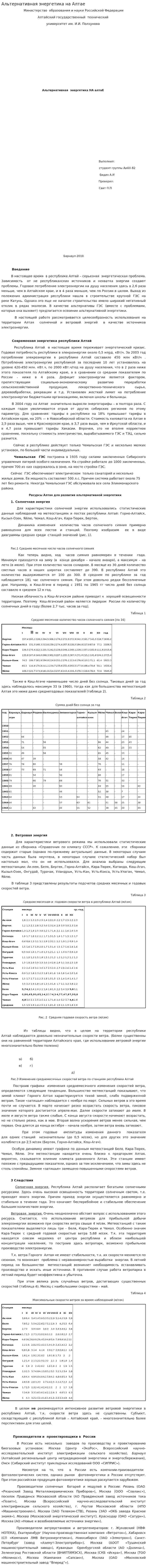 Альтернативная энергетика на Алтае