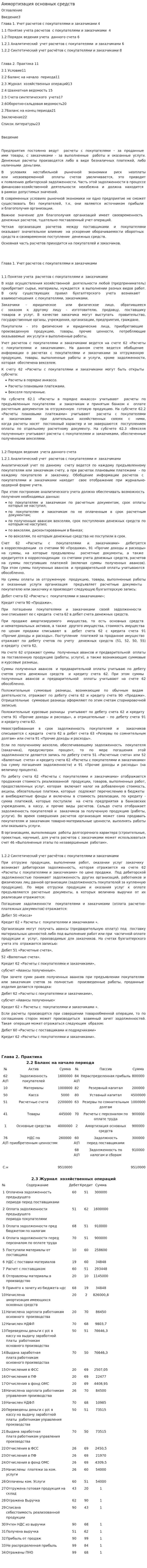 Аммортизация основных средств