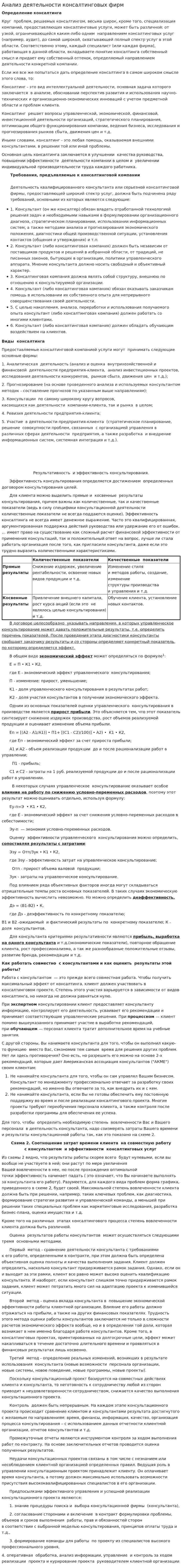 Анализ деятельности консалтинговых фирм