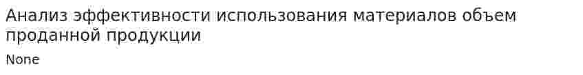 Анализ эффективности использования материалов объем проданной продукции