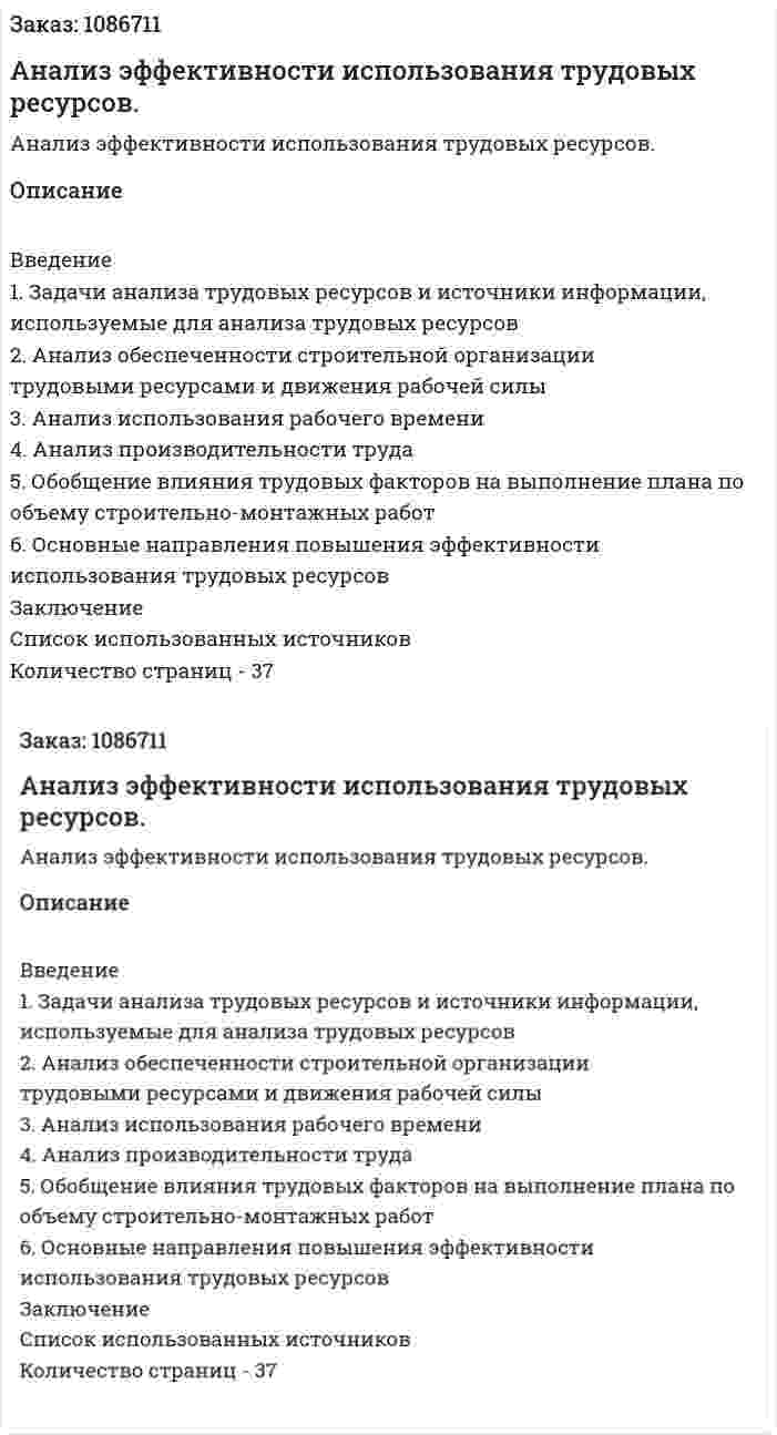 Анализ эффективности использования трудовых ресурсов. (курсовая работа) 