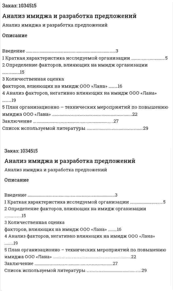 Анализ имиджа и разработка предложений (курсовая работа) 