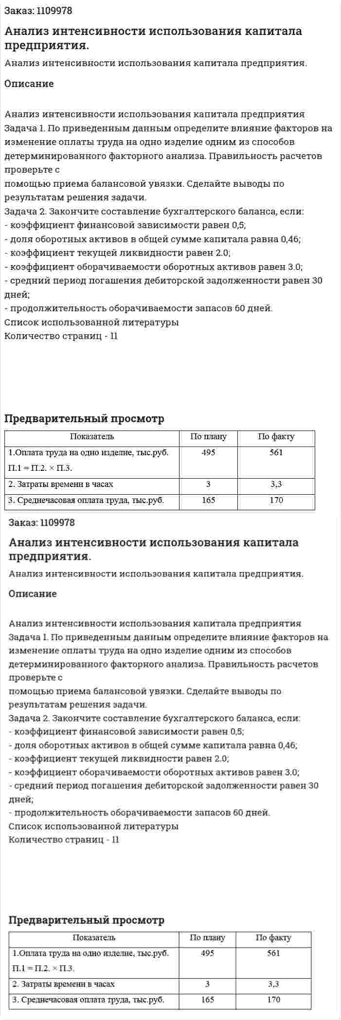 Анализ интенсивности  использования капитала предприятия. (контрольная работа) 