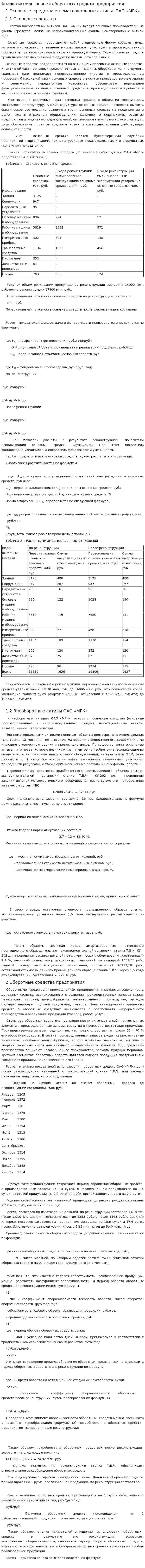 Анализ использования оборотных средств предприятия. 3