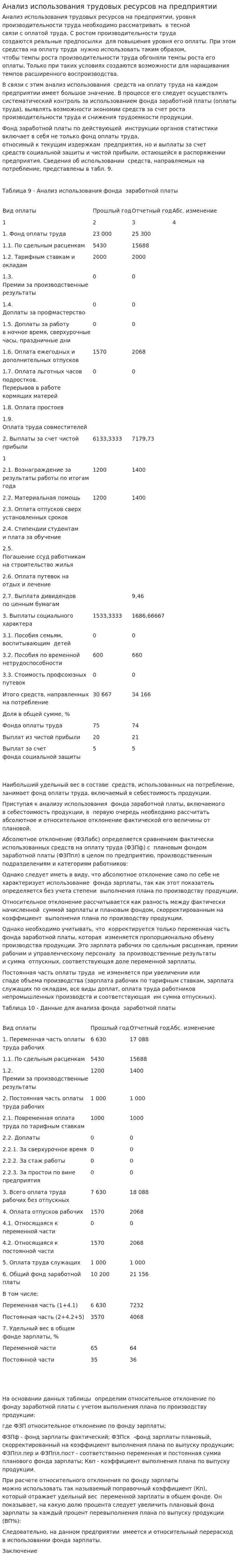 Анализ использования трудовых ресурсов на предприятии. 3