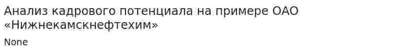 Анализ кадрового потенциала на примере ОАО «Нижнекамскнефтехим». 2