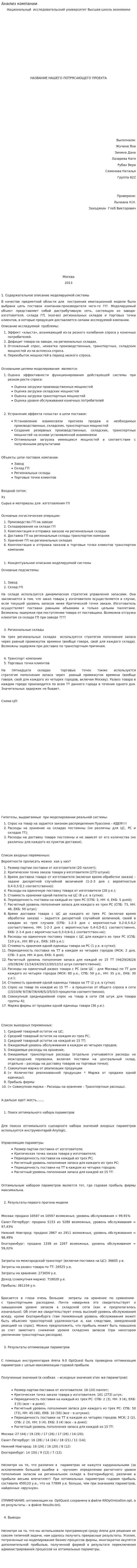 Анализ компании