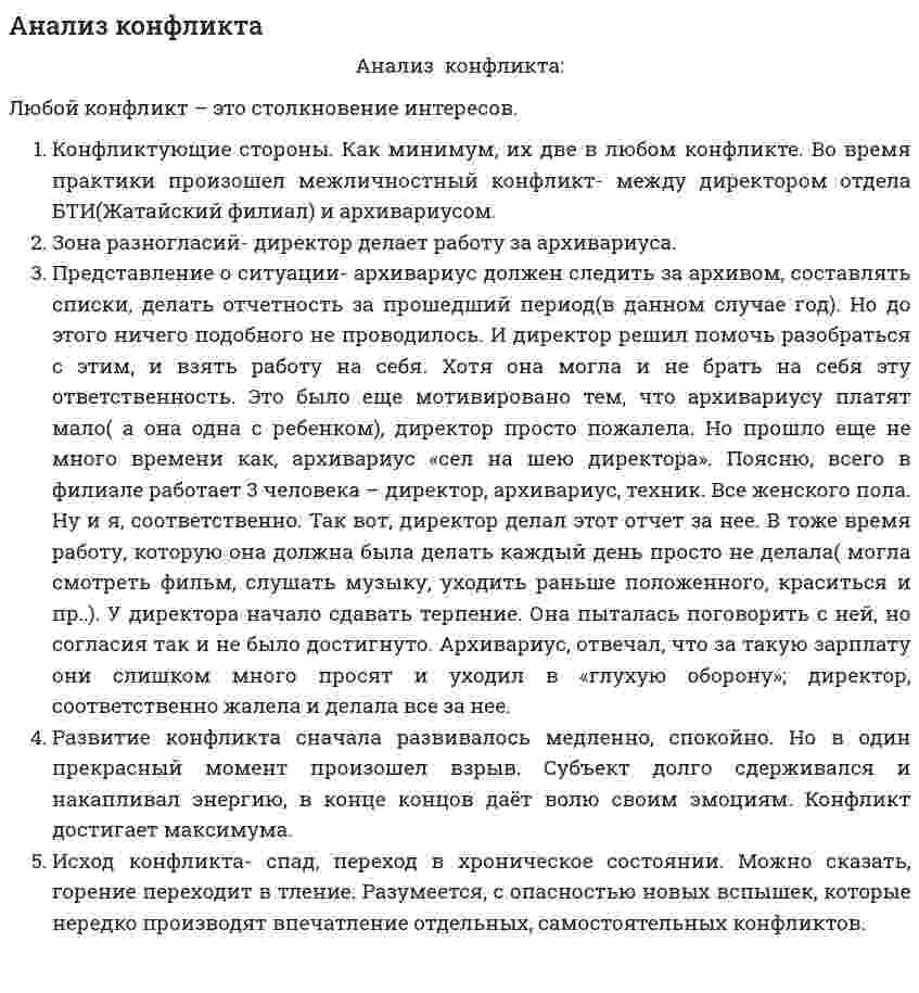 Анализ конфликта