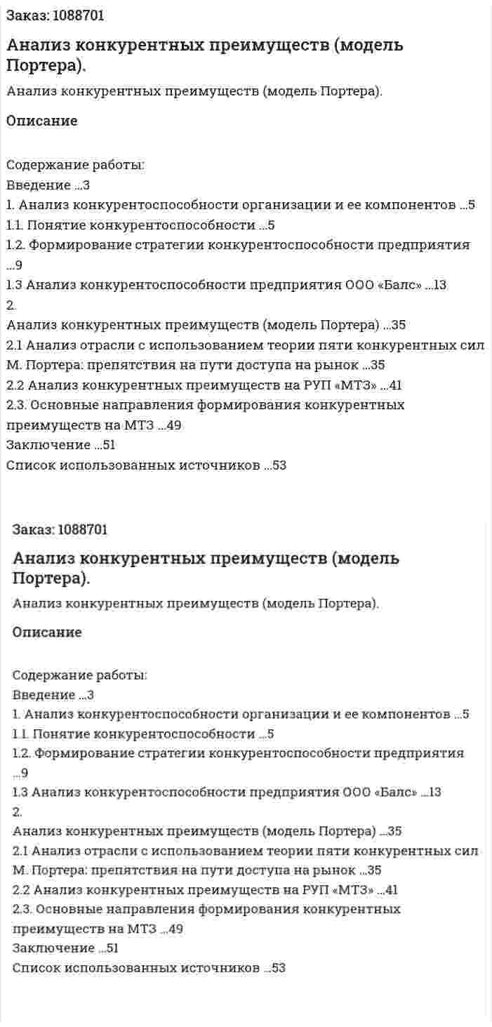 Анализ конкурентных преимуществ (модель Портера). (курсовая работа) 
