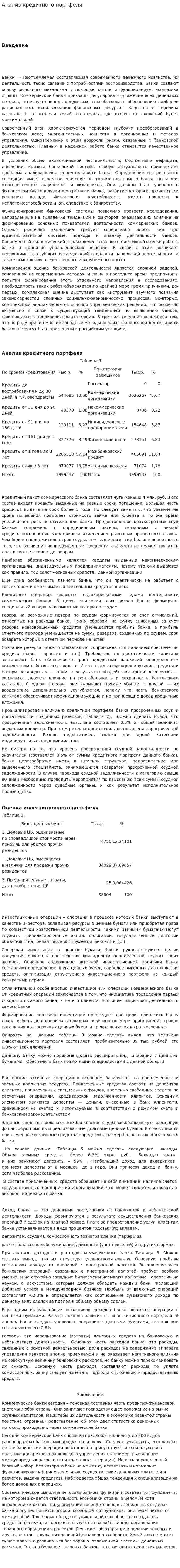 Анализ кредитного портфеля. 4