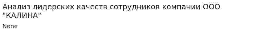 Анализ лидерских качеств сотрудников компании ООО "КАЛИНА"