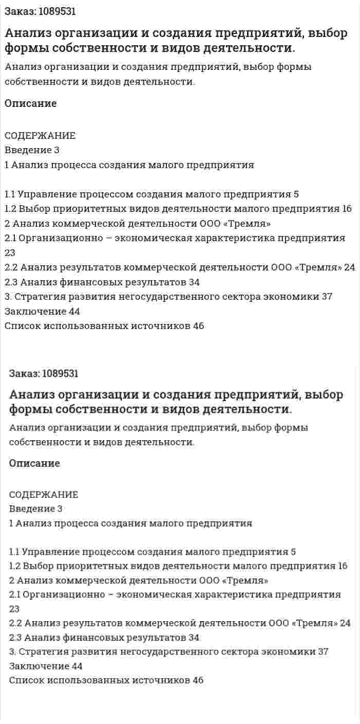 Анализ организации и создания предприятий, выбор формы собственности и видов деятельности. (курсовая работа) 
