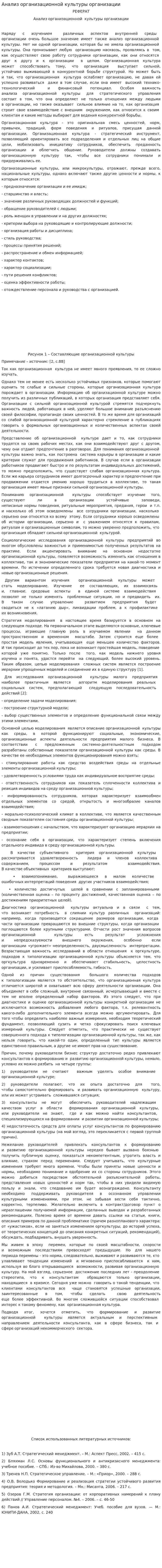 Анализ организационной культуры организации