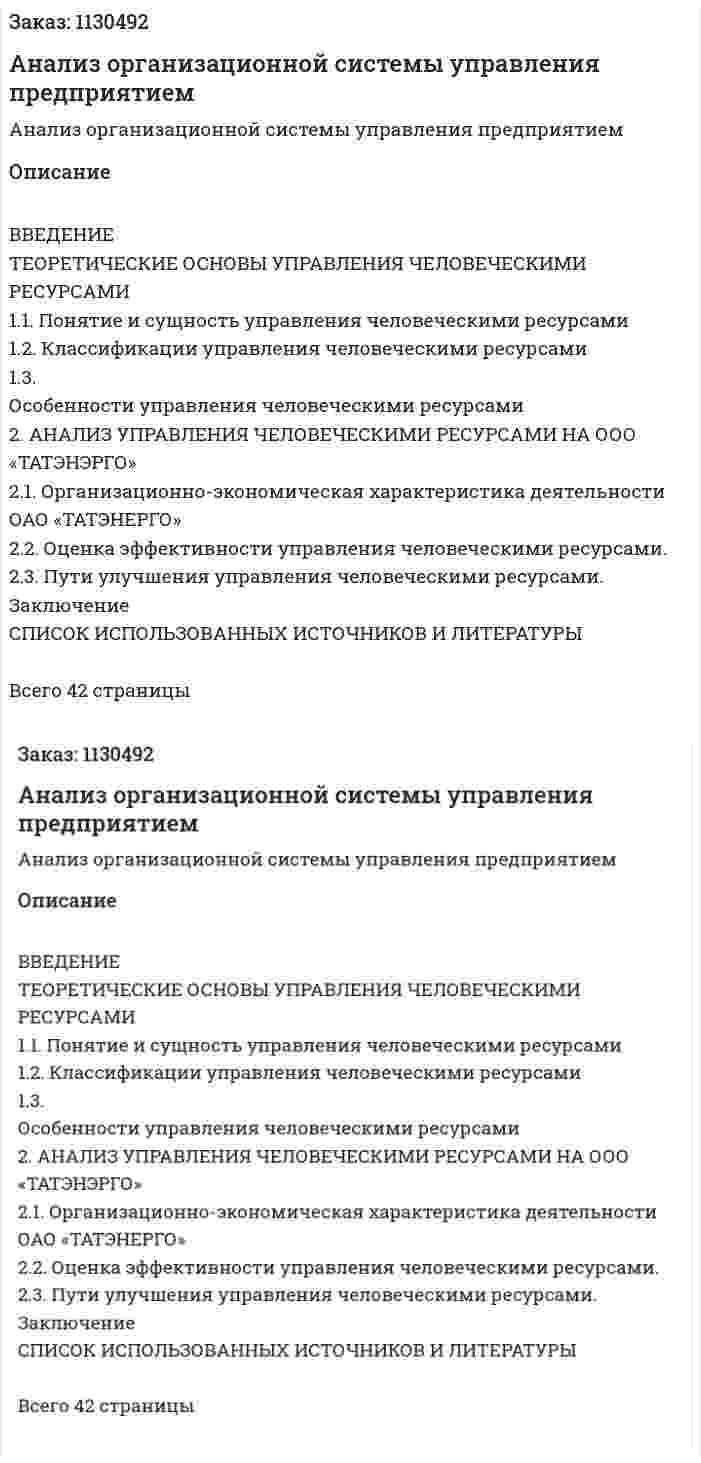 Анализ организационной системы управления предприятием (курсовая работа) 