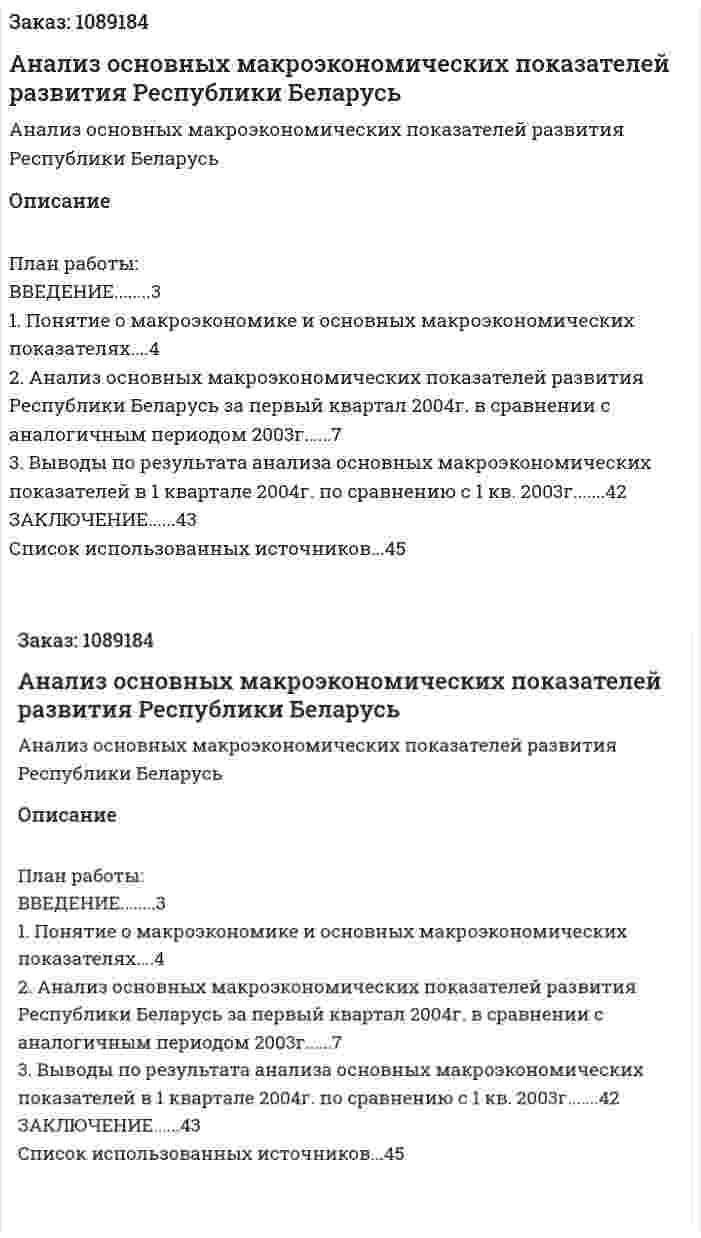 Анализ основных макроэкономических показателей развития Республики Беларусь (курсовая работа) 