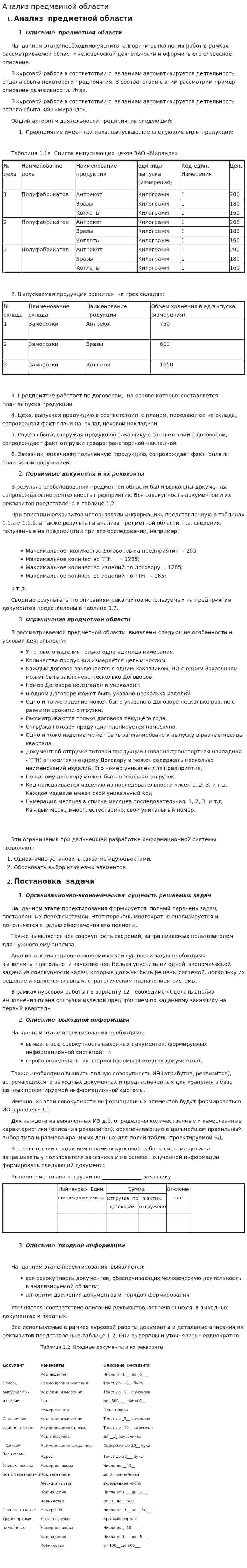 Анализ предмеиной области