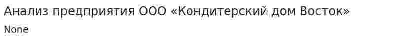 Анализ предприятия ООО «Кондитерский дом Восток»