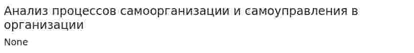 Анализ процессов самоорганизации и самоуправления в организации. 2
