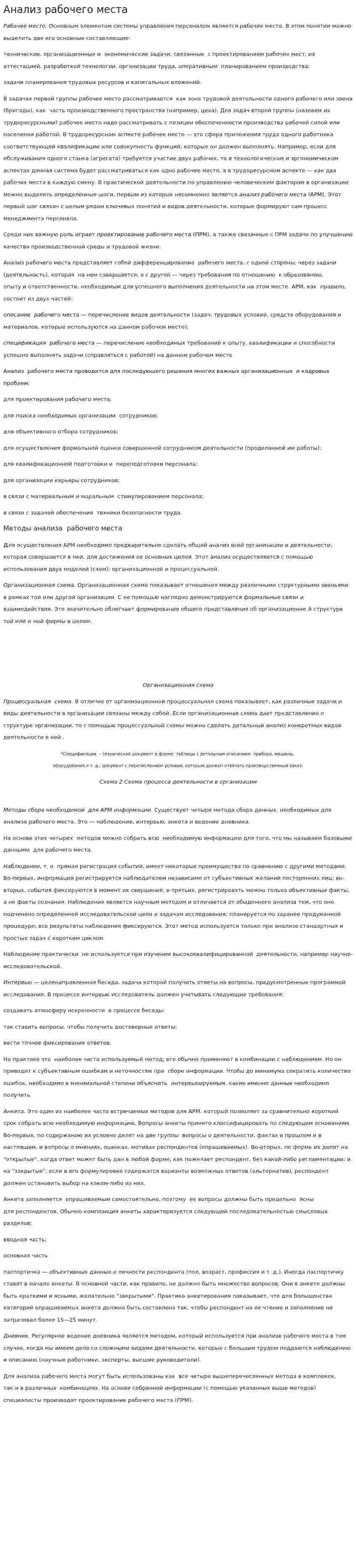 Анализ рабочего места