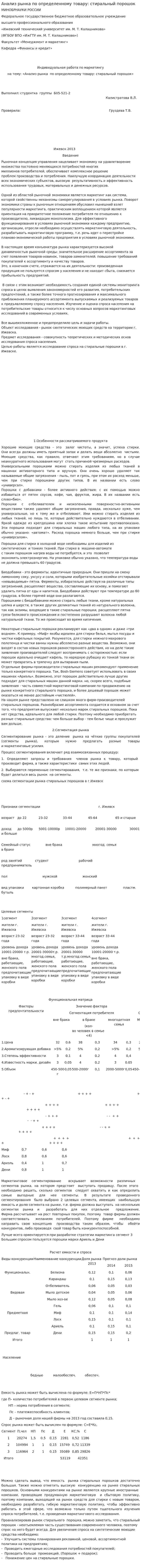 Анализ рынка по определенному товару: стиральный порошок