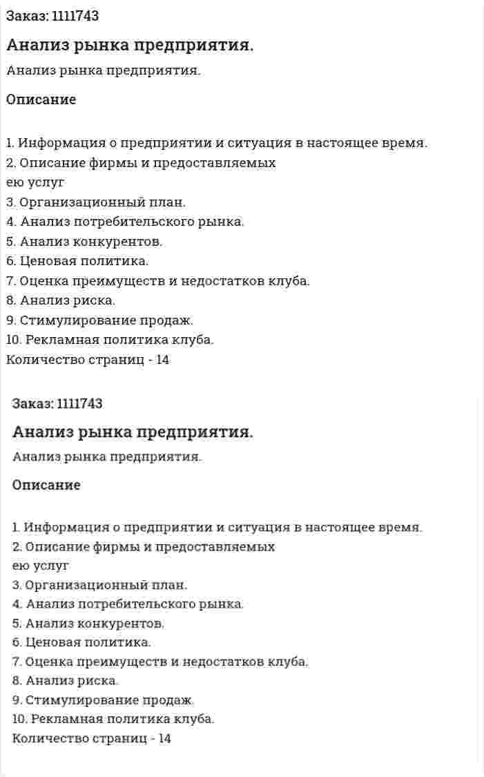 Анализ рынка предприятия. (реферат) 