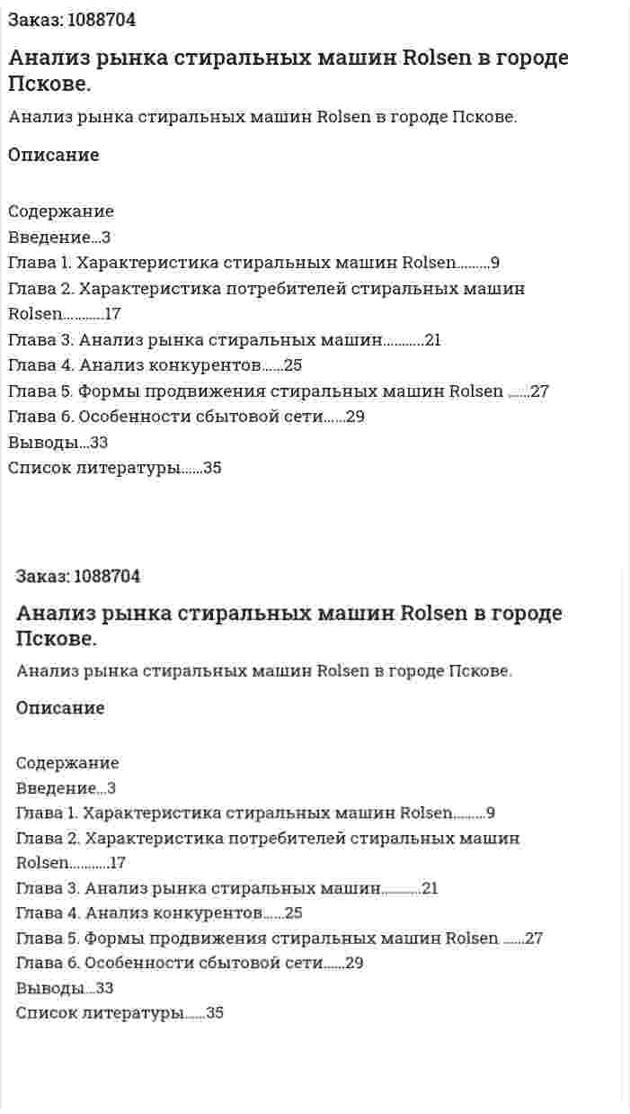 Анализ рынка стиральных машин Rolsen в городе Пскове. (курсовая работа) 