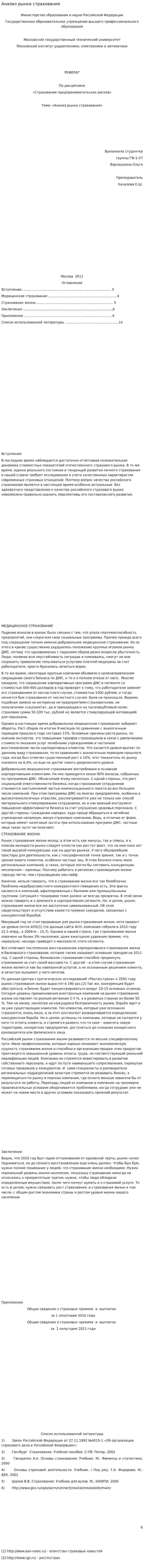 Анализ рынка страхования. 2