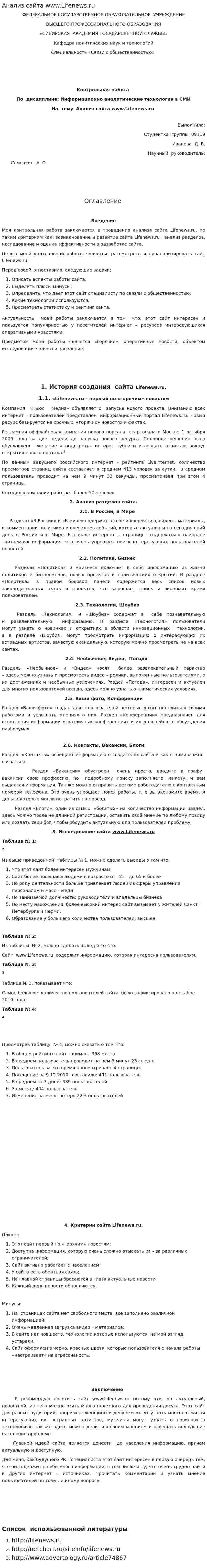 Анализ сайта www.Lifenews.ru