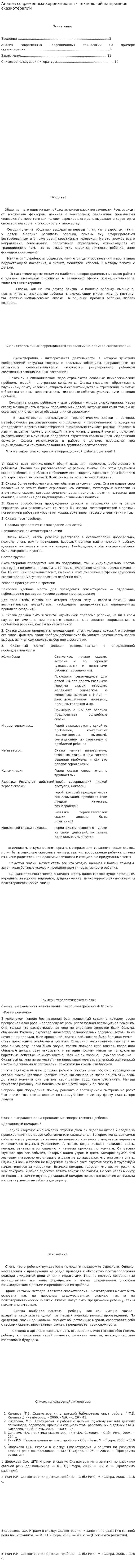 Анализ современных коррекционных технологий на примере сказкотерапии