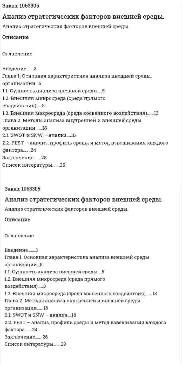 Анализ стратегических факторов внешней среды. (курсовая работа) 