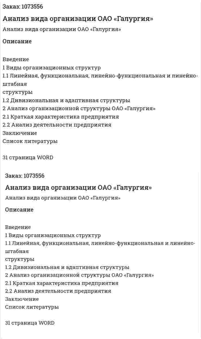 Анализ вида организации ОАО «Галургия» (курсовая работа)  