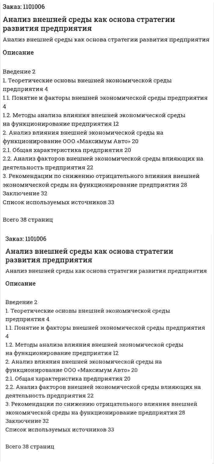 Анализ внешней среды как основа стратегии развития предприятия (курсовая работа) 