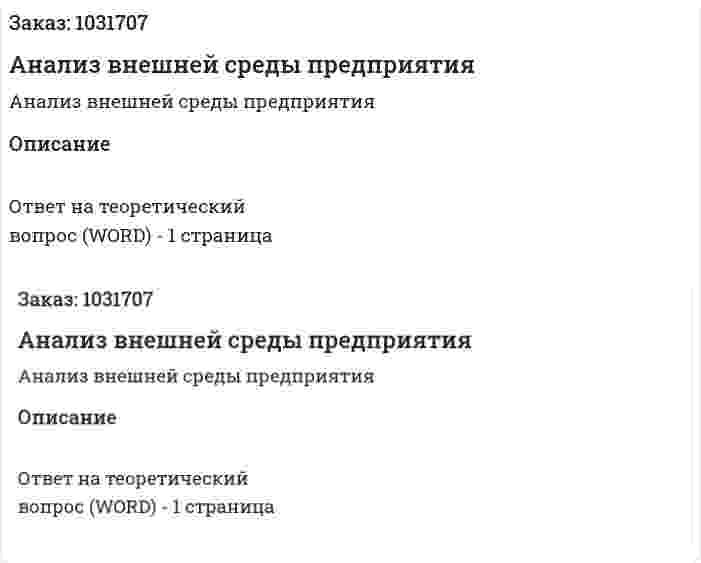 Анализ внешней среды предприятия 