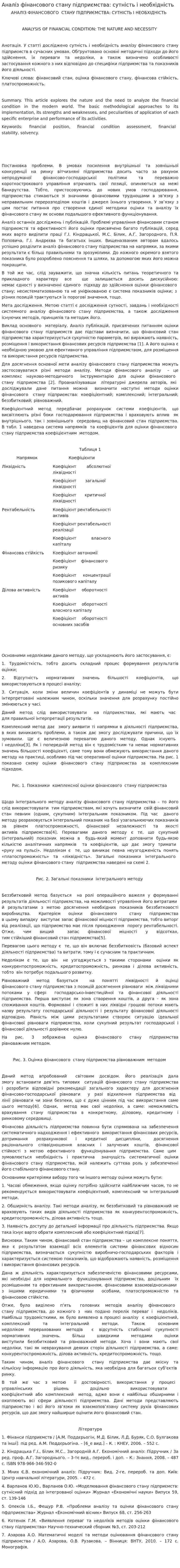 Аналіз фінансового стану підприємства: сутність і необхідність