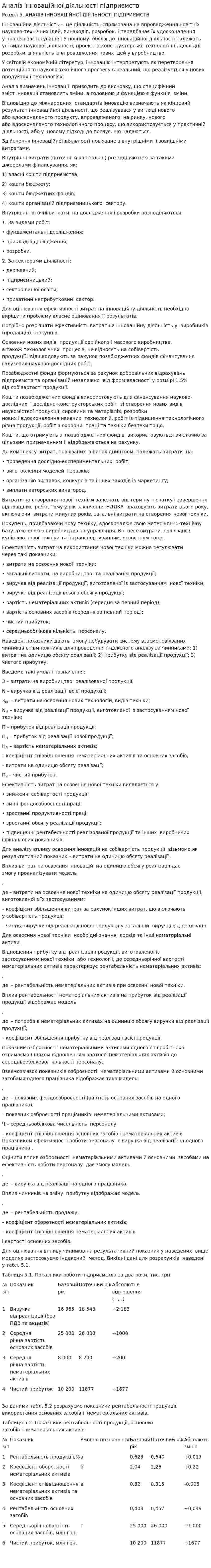 Аналіз інноваційної діяльності підприємств