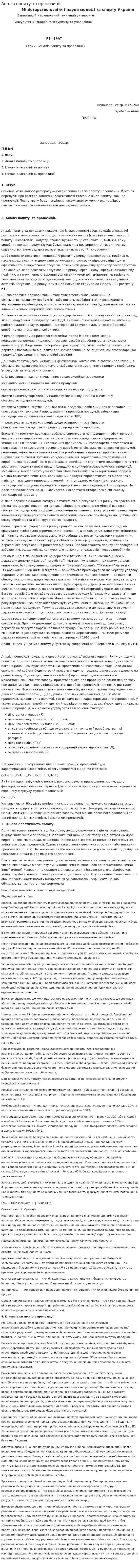 Аналіз попиту та пропозиції