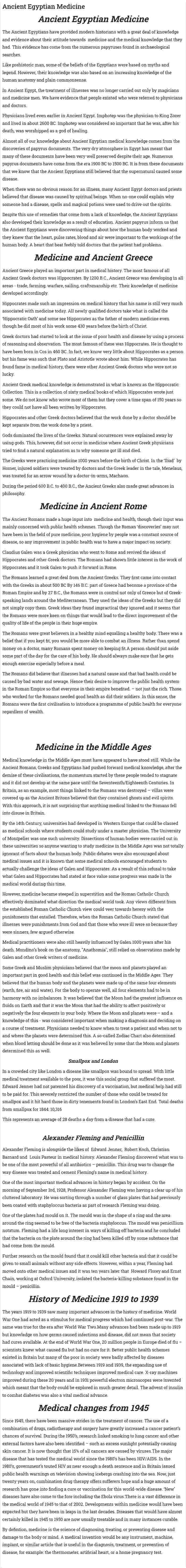 Ancient Egyptian Medicine