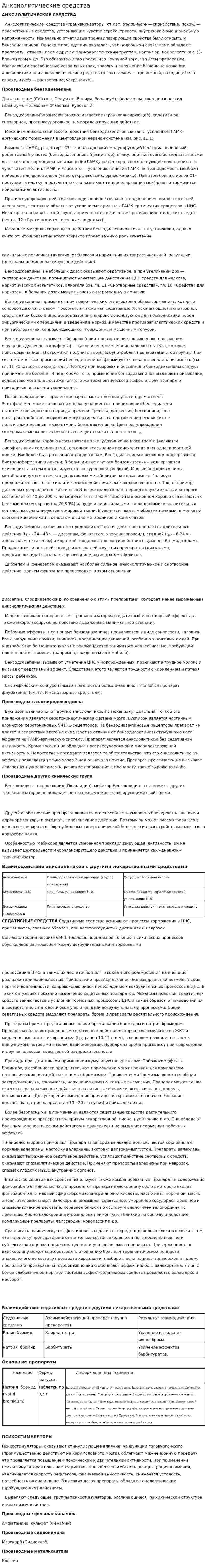 Анксиолитические средства