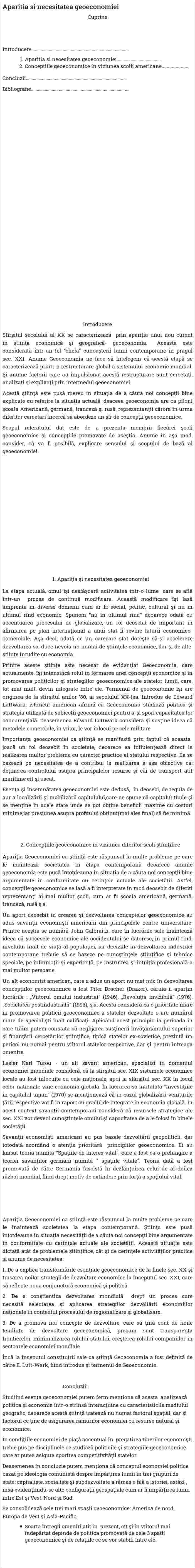 Aparitia si necesitatea geoeconomiei