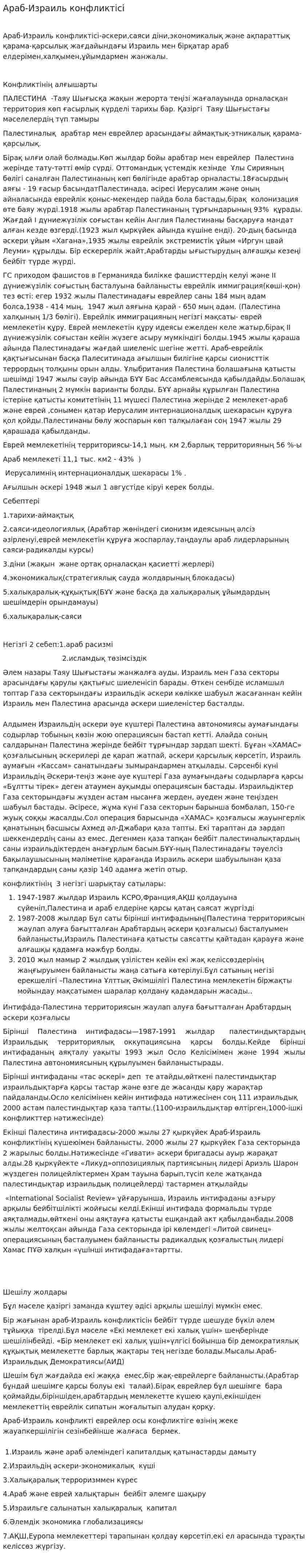 Араб-Израиль конфликтісі