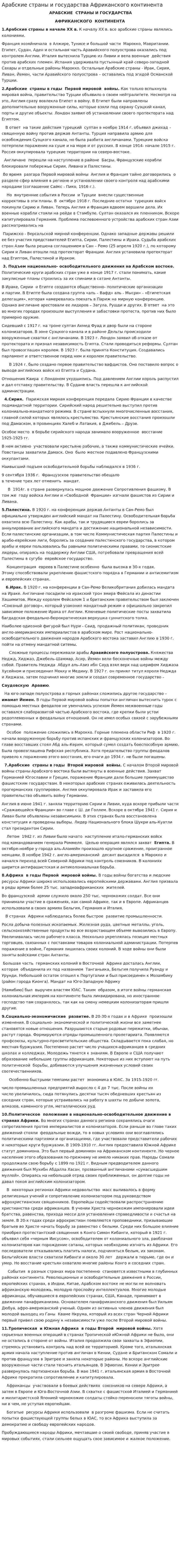 Арабские страны и государства Африканского континента