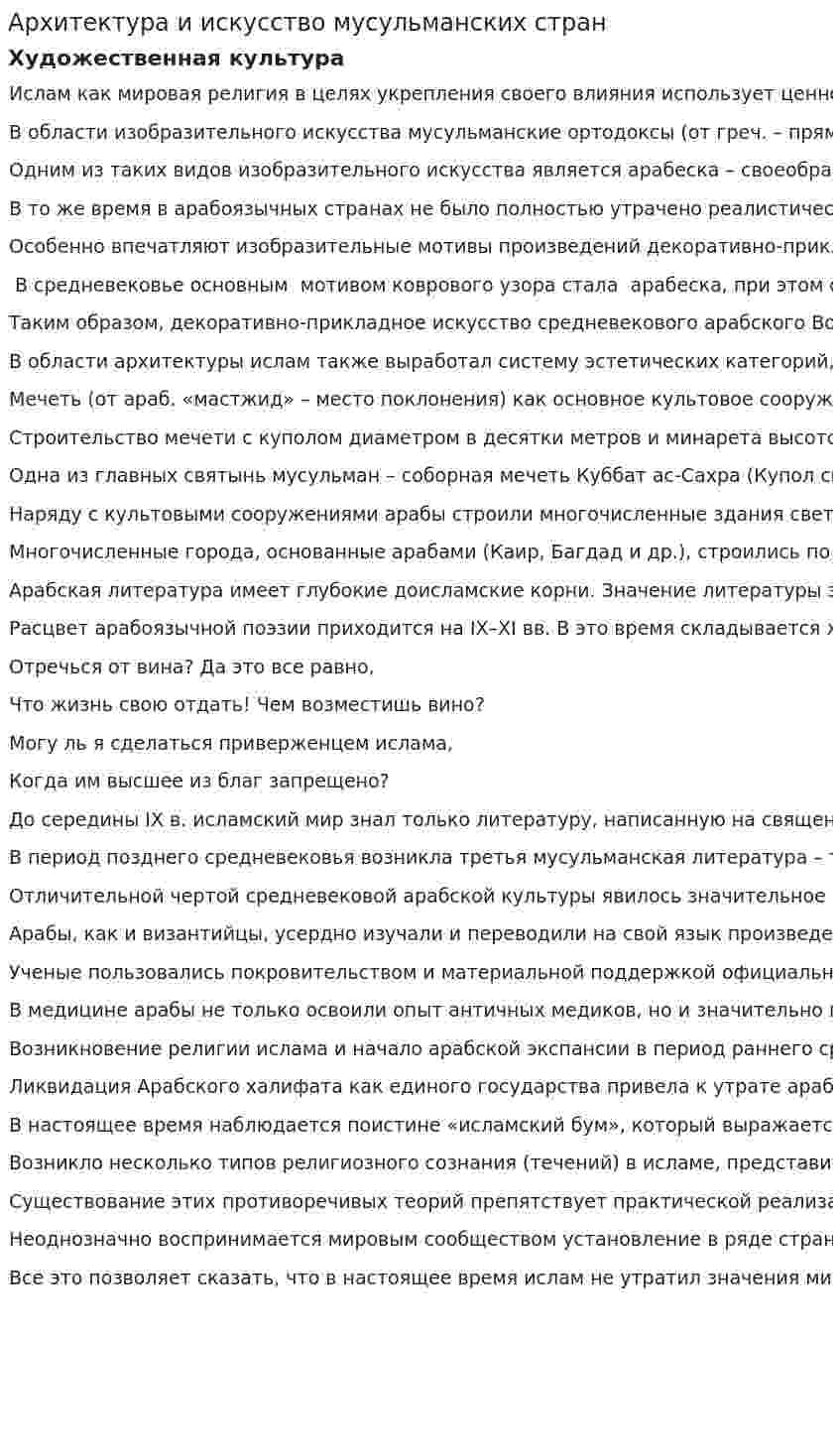 Архитектура и искусство мусульманских стран