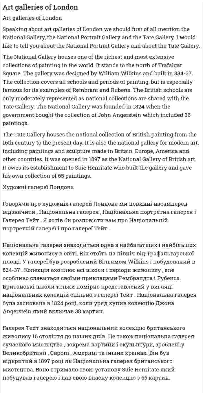 Art galleries of London